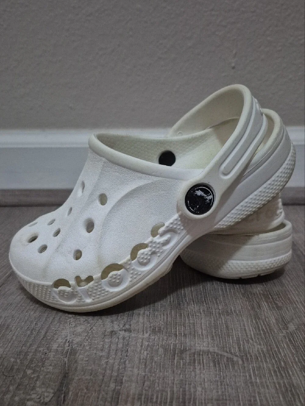 CROCS Kids White Vented Clogs with Heel Strap